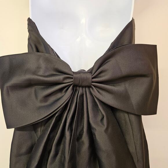 Alfred Sung Black Strapless Satin Column Gown Bow Back Size 10R NWT Holidays - Picture 4 of 11